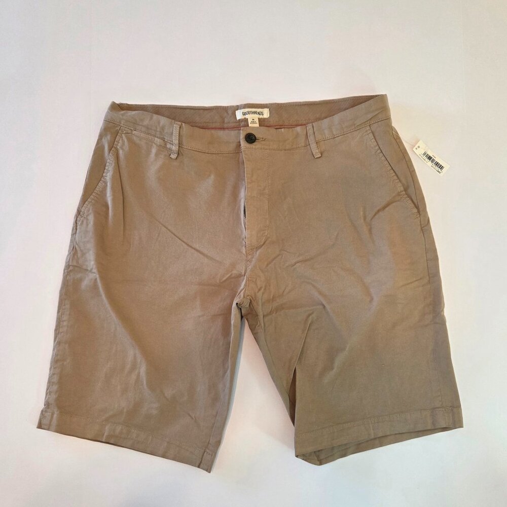 Chino Flat Front Khaki Shorts by Goodthreads, Size 36, NWT